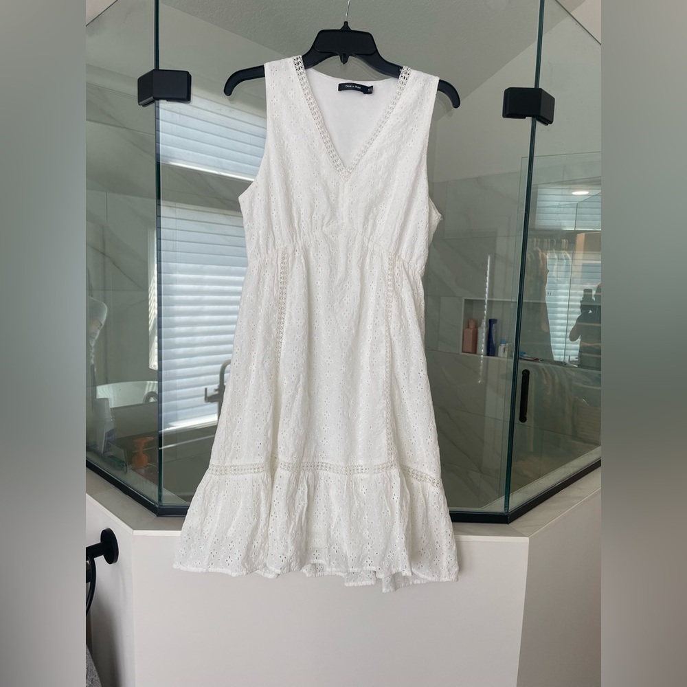 Doe & Rae White Eyelet Mini Dress